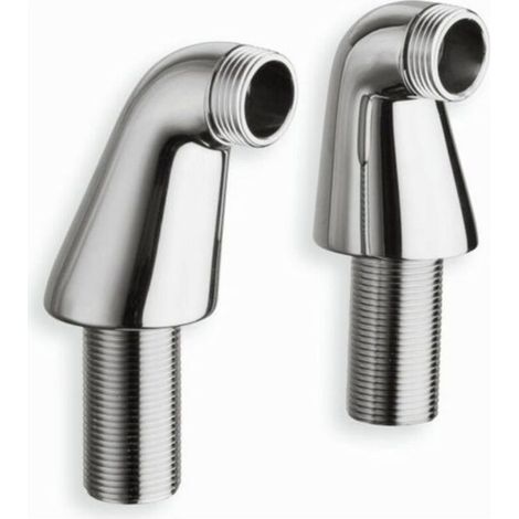 colonnettes chrome pour baignoire - LOT DE 2-inclinées- excentriques- mâle 20x27 (3/4) aux 2 extrémités (1/4)