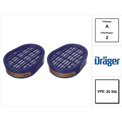 Dräger X-plore A2 Filtre à baïonnette pour X-plore 3300 3500 5500, 20 pcs. (6738873)