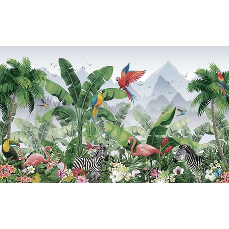 Papier peint panoramique - Jungle Animaux - 130 cm x 78 cm (1/2)