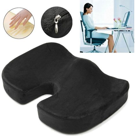 Coussin lombaire en mousse à mémoire de forme soutien du dos siège de voiture chaise oreiller bureau à domicile noir coccyx orthopédique (1/3)