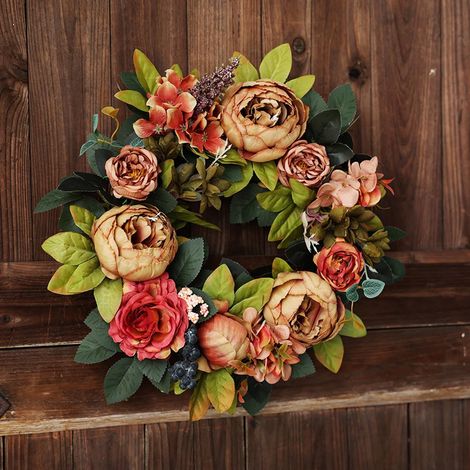 Guirlande Artificielle - Pivoine en Soie - Pour Porte d'Entrée Mur Extérieur Intérieur - Décoration Maison Café - 35 cm - 1 Pièce (1/5)