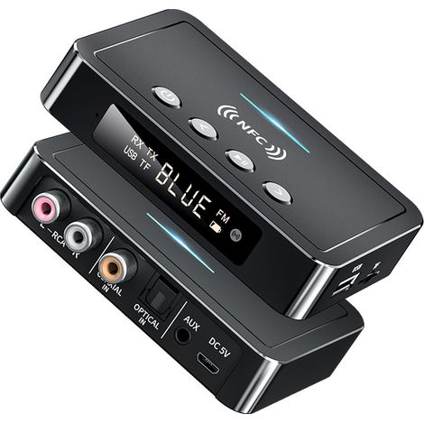 Adaptateur Bluetooth FM - Récepteur Émetteur Audio Stéréo - Entrée Sortie AUX 3.5 mm et RCA - NFC - Pour TV PC Casque - 1 Pièce (1/5)