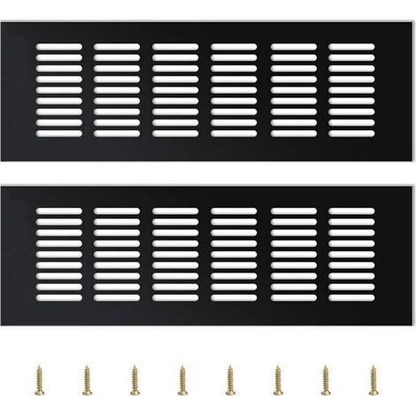 2 Pièces Grille d’Aération Extérieure en Aluminium Réglable Noir pour Ventilation Murale ou Fenêtre (1/4)