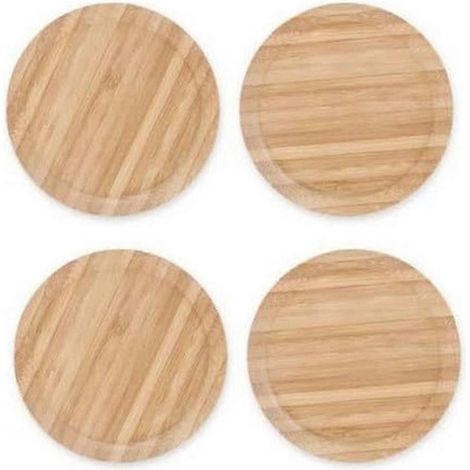 Lot de 4 couvercles en bois pour verres à vin, protégeant ainsi les verres d'eau des insectes et de la poussière. (1/5)