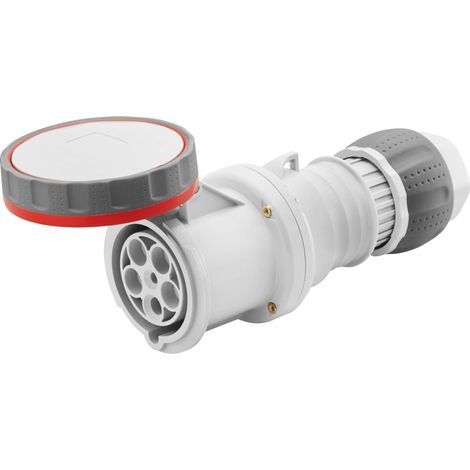 Gerade IP69 3P+E 125A Gerätesteckdose 380-415V Rotes Schutzrohr Verdrahtung