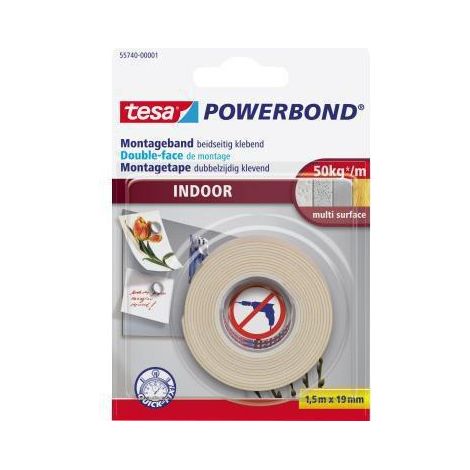 Tesa Powerbond Indoor ruban adhésif blanc 19 mm x 1,5 m (1/5)