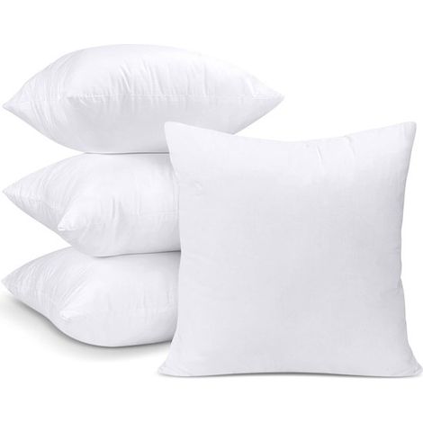 Lot de 4 coussins intérieurs – 50x50 cm – Blanc – Tissu non tissé – Canapé et voiture – Coton PP (1/5)