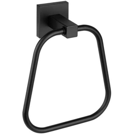 Porte-serviettes trapézoïdal noir mat en acier inoxydable Cet anneau porte-serviettes mural offre une touche moderne à n'importe quel décor de salle de bain tout en offrant un endroit (1/5)