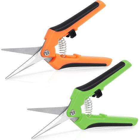 Gartenschere, 2-teiliges Bypass-Gartenscheren-Set, professionelle Gartenschere mit arretierbarem Griff, Astschere für Äste, Sträucher und Zäune (Orange+Grün) (1/5)