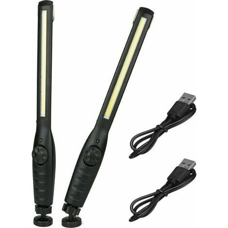2 Pièces Lampe de Travail Magnétique LED Lampe de Poche Rechargeable Super Lumineuse pour Garage, Camping, Randonnée, Réparation automobile, D'urgence [Classe énergétique A] (1/4)