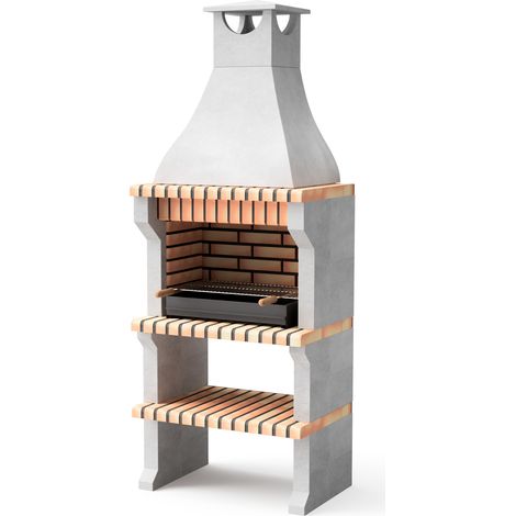 MOVELAR - Barbacoa de Obra Prefabricada de Leña y Carbón Modelo Alcoa XL (Gris, Naranja - 86,5 x 58 x 225 cm) REF: 3413/5 - Cocina de Exterior para Jardín y Terraza (1/4)