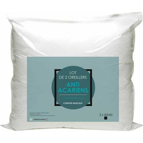 Lote de 2 Almohadas de Microfibra - BLANREVE - Antialérgicas - 60 x 60 cm - Blanco (1/2)