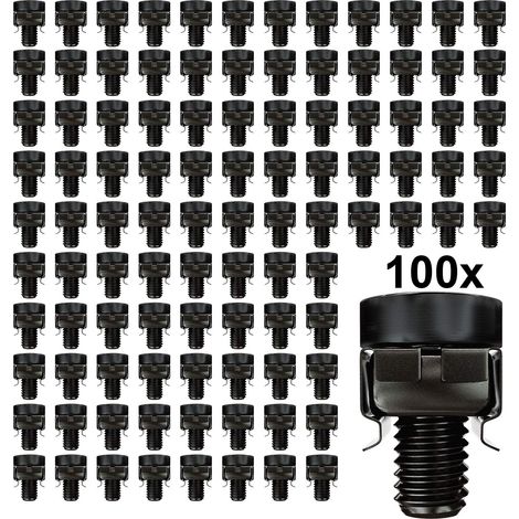 BRAVIX 100x Vis et Ècrous à Cages M6 pour Armoires Réseau - Baie de de Serveur 10" & 19" Pouces En Acier - Noir (1/5)