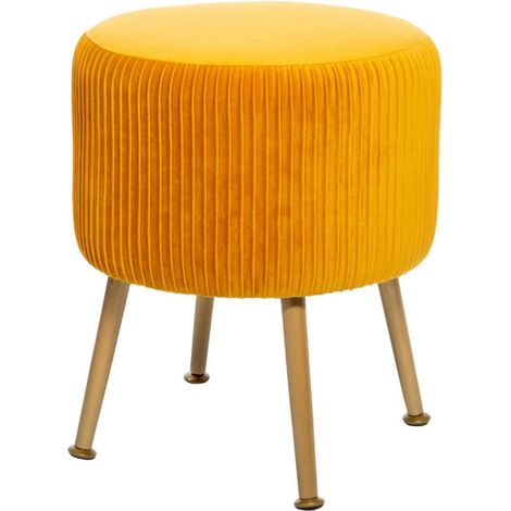 Tabouret Design en Velours "Solaro" 41cm Jaune