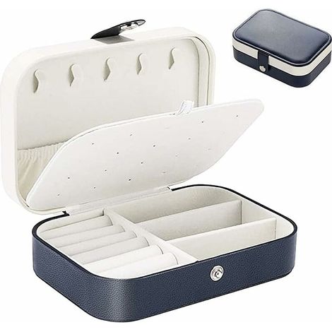Jewelry Stockage Cas, Cuir Coffret à Bijoux, Voyage Organisat De Jewelry Stockage, Petite Boîte De Rangement Portable Bijou, Pour Bagues, Boucles d'Oreilles, Colliers, Bracelets, Bijoux (1/5)