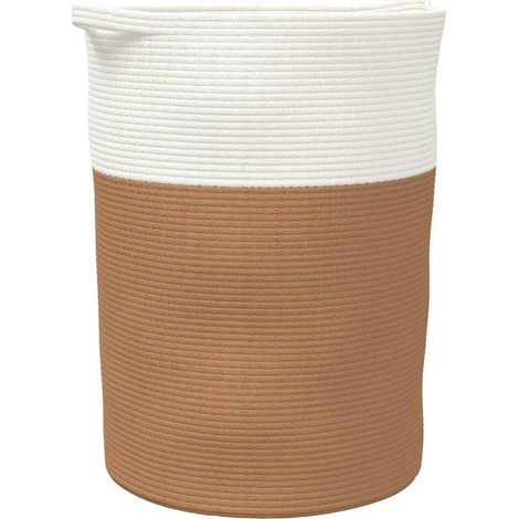 Panier de rangement marron et blanc Ø49x65 cm coton