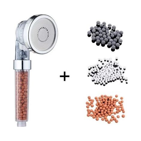 Pommeau de douche, pommeau de douche anticalcaire économie d'eau haute pression filtre à trois étages système de filtration ionique avec filtre en coton PP remplaçable 1pc (1/5)