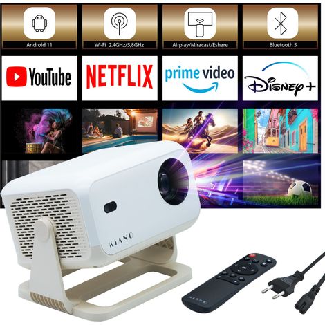 Kiano Chill Smart Projektor FHD, 4K, Android, Airplay, Miracast, Eshare, Bluetooth, Trapezkorrektur, 250-350 ANSI Lumen