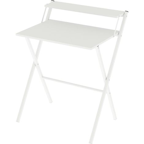 Levede Foldable Computer Desk Office Study Workstation with Monitor Shelf White (1/5)