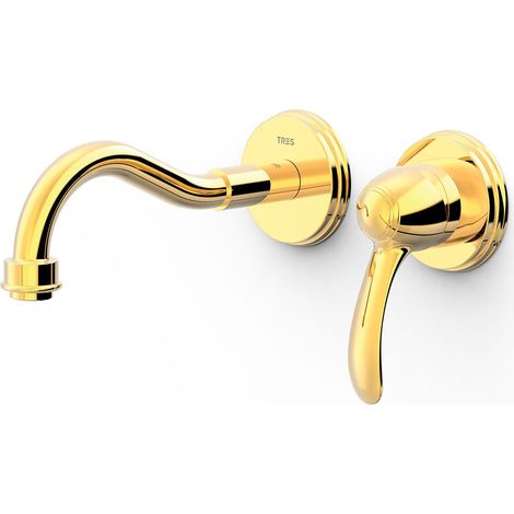 TRES 24220001OR TRES CLASIC Grifo Monomando Empotrado para Lavabo Color Oro 24K - ref: 24220001OR