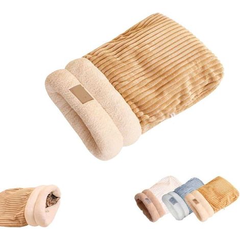 Grand sac de couchage marron pour chats, style hiver, taille L (pour chats de moins de 7,5 kg). (1/3)