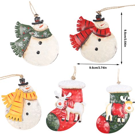 Décorations de Noël suspendues : bonhomme de neige en fer forgé, chaussette de Noël, décorations pour sapin de Noël, pendentifs pour fenêtre