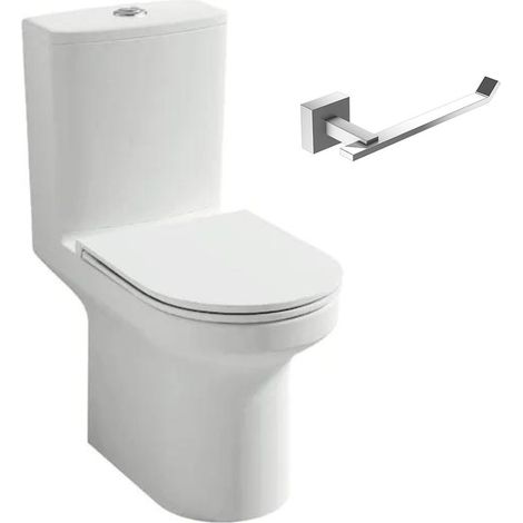 JACOB DELAFON Pack WC au sol blanc sans bride Elite avec abattant extraplat fermeture douce avec porte-rouleau moderne (1/3)