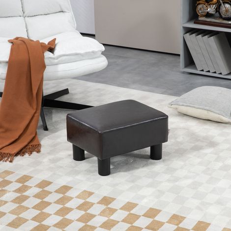 Pouf repose-pied tabouret bas en polyuréthane capacité de charge 110 Kg 40 x 30 x 24 cm marron (1/5)