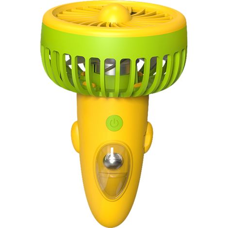 Ventilador portátil recargable por USB de 1200 mAh, mini ventilador de bolsillo de 3 velocidades, manos libres, ideal para el hogar, la oficina, acampar, viajar y practicar deportes. Amarillo y verde. (1/5)