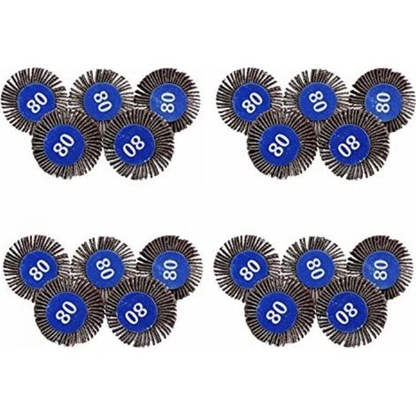 20 Pièces Roue à Lamelles, 80 Grains Papier Abrasif Roue de Polissage Roue à Lamelles Dremel 30x10 pour Outil Rotatif