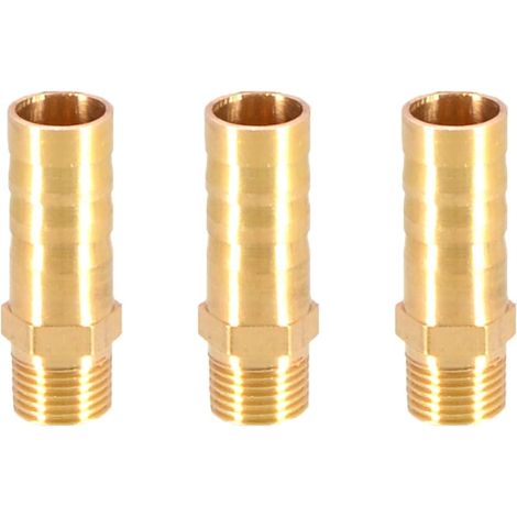 Lot de 3 raccords de tuyau cannelés en laiton 10 mm vers 1/8&34 mâle BSP fileté adaptateur de tuyau (1/3)
