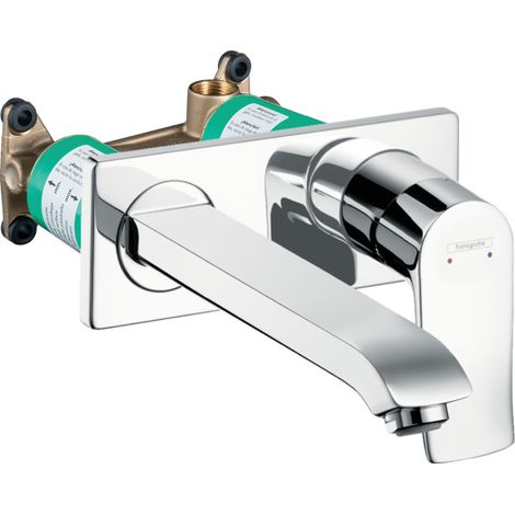 Hansgrohe Metris Einhebel-Waschtischmischer Set Unterputz Wandmontage Chrom Langer Auslauf + Freier Auslauf + Unterputzkörper (3