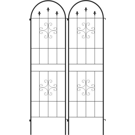 Set aus 2 schwarzen Stahl-Rankgittern für Kletterpflanzen, 50 x 180 cm