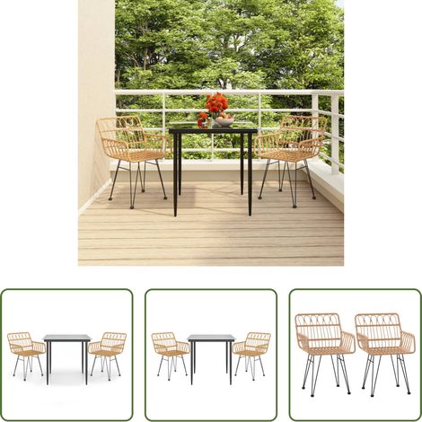 Salle à manger de jardin - Ensemble à manger de jardin 3 pcs Résine tressée (1/5)