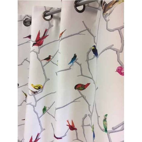 Homemaison – Rideau occultant colibris 145x260cm – 100% polyester – Tête avec 8 oeillets – Ourlets bas et côtés