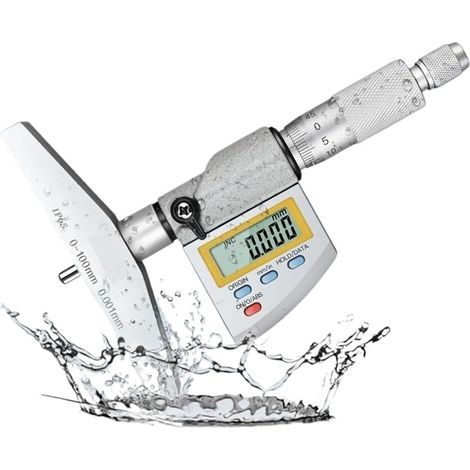 Micromètre Micromètre de profondeur numérique IP65 0-100 mm avec tige interchangeable, résolution 0,001 mm (1/5)