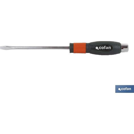 COFAN destornillador de golpe sl 5,5x100 , Destornilladores planos de impacto con huella plana de 4 mm hasta 9,5 mm y longitudes de hasta 45 cm, están hechos en acero cromado. Cont (1/2)