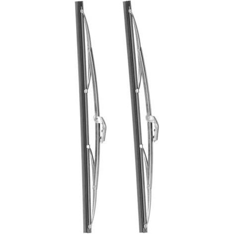 Escobillas limpiaparabrisas delanteras de 12 pulgadas, acero inoxidable plateado pulido, ajuste universal para automóviles, resistentes a la corrosión.