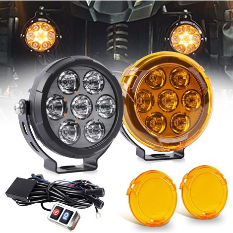 Feux Additionnels Moto LED Phares Antibrouillard Moto Stroboscope Kit Capot Ambré Amovible Supports Câblage Universel pour ADV Moto R 1250GS (1/5)