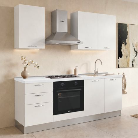 Cucina completa Taurusnew 195 cm Bianco Poro Chiuso con Elettrodomestici Industrie Valentini (1/5)