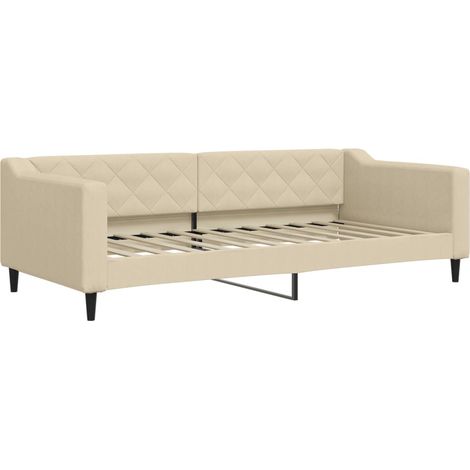Lit simple,Lit adulte,Lit de repos crème 90x200 cm tissu CFW37638 (1/5)