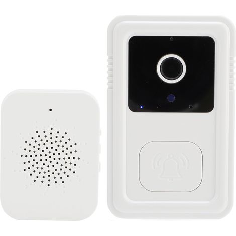 Sonnette vidéo IA sans fil avec vue panoramique, détection intelligente de colis, WiFi 2,4 GHz et détection humaine intelligente (blanche). (1/5)