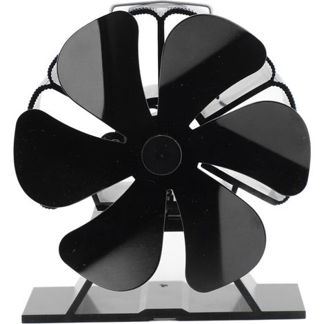 Ventilador para estufa de leña Crezuo de 6 aspas, accionado por calor, funcionamiento silencioso, resistente a altas temperaturas, fabricado en aleación de aluminio.-Crezuo