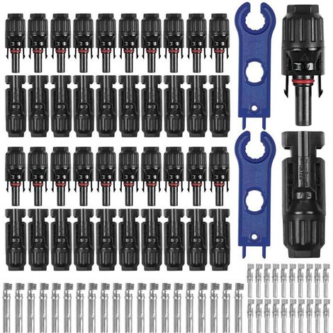 20 Paires Connecteur Panneau Solaire, Mâle/Femelle Connecteur Solaire Photovoltaïque avec Câble Solaire 4mm²-6mm² (1/5)