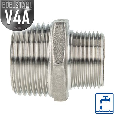 ES Reduktions-Doppelnippel Edelstahl V4A (AISI 316), AG/AG 2 x 1 Zoll - Typ 245 (1/5)