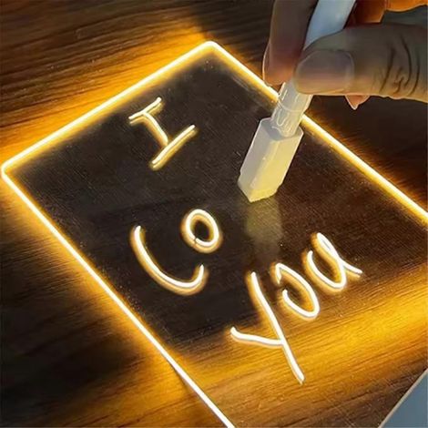 Tableau d'affichage LED en acrylique, effaçable, pour dessins d'enfants, veilleuse. (1/5)
