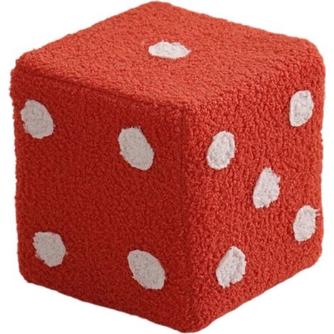 Pouf repose-pieds ottoman à motif de dés cubiques, confortable, en laine d'agneau, pour canapé, salon moderne, chambre à coucher, rouge (1/4)