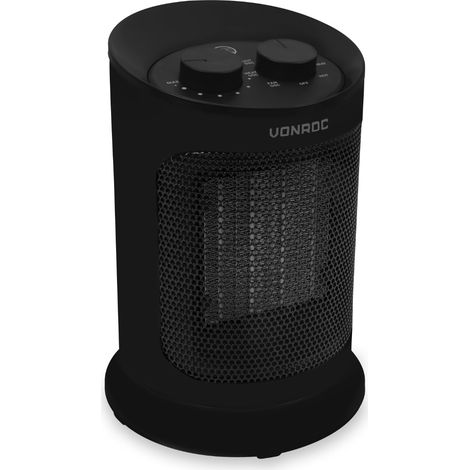 VONROC Calefactor eléctrico - ventilador - aerotermo - 1200W/1800W - cerámica - 2 posiciones de calefacción y ventilador - termostato - función oscilante - 20m2 (1/4)