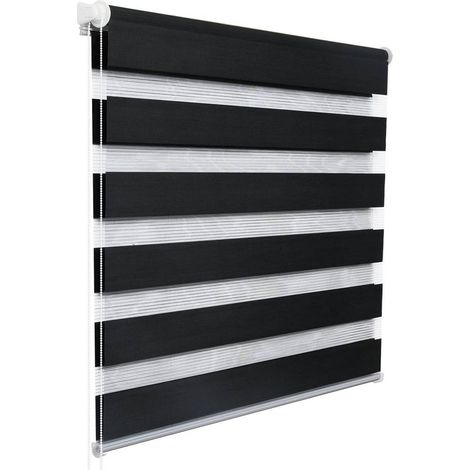WOLTU Doppelrollo Klemmfix ohne Bohren, Duo Rollo Zebrarollo Fensterrollo Klemmrollo Seitenzugrollo Easyfix lichtdurchlässig & verdunkelnd Rollos für Fenster und Tür, Anthrazit 70x150cm (BxH)