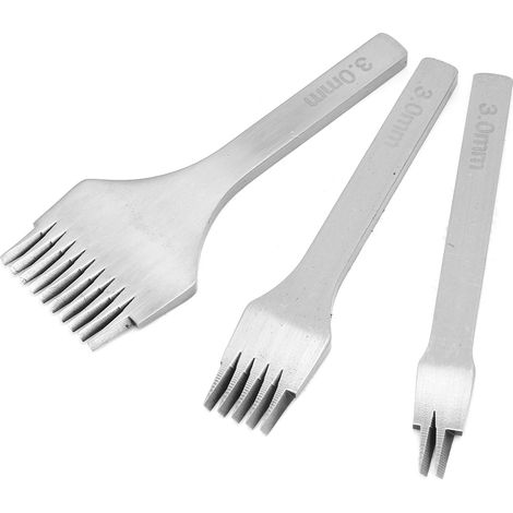 Outil de perforation pour cuir à main, 3 pièces, burin de 2,7/3,0/3,38/3,85 mm (3,0 mm) (1/5)